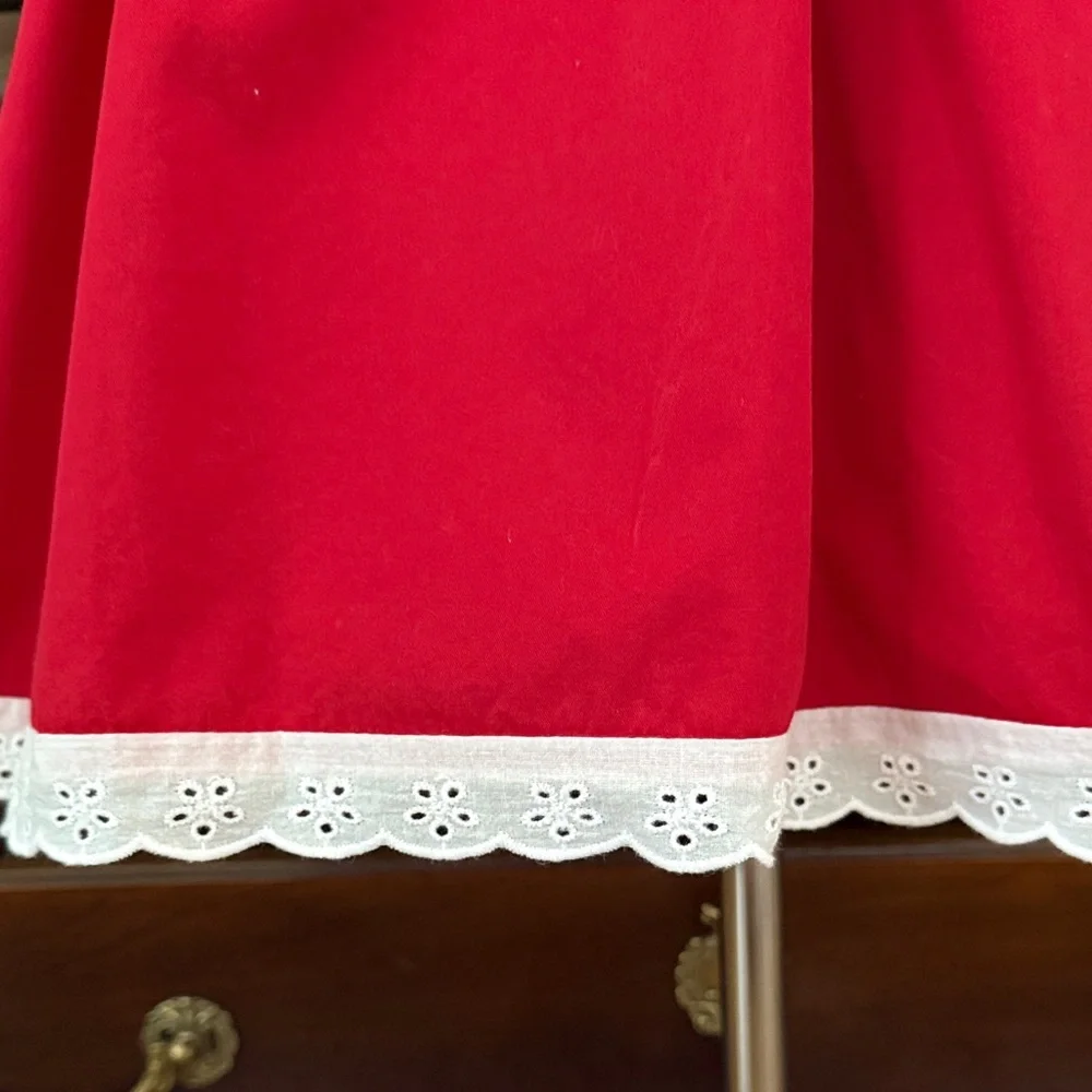 Honeydew Christmas Tree Dress Girls Size 6 Red White Embroidered Holiday Dress